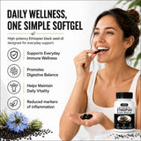 Peehss Black Seed Oil Capsules side view showing softgel