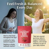 Peehss Cranberry Blend Gummies back view with nutritional information