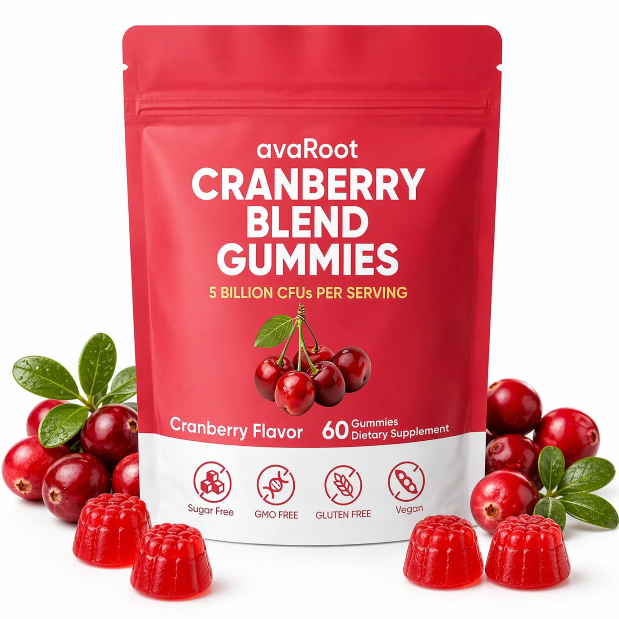 Peehss Cranberry Blend Gummies front view with packaging