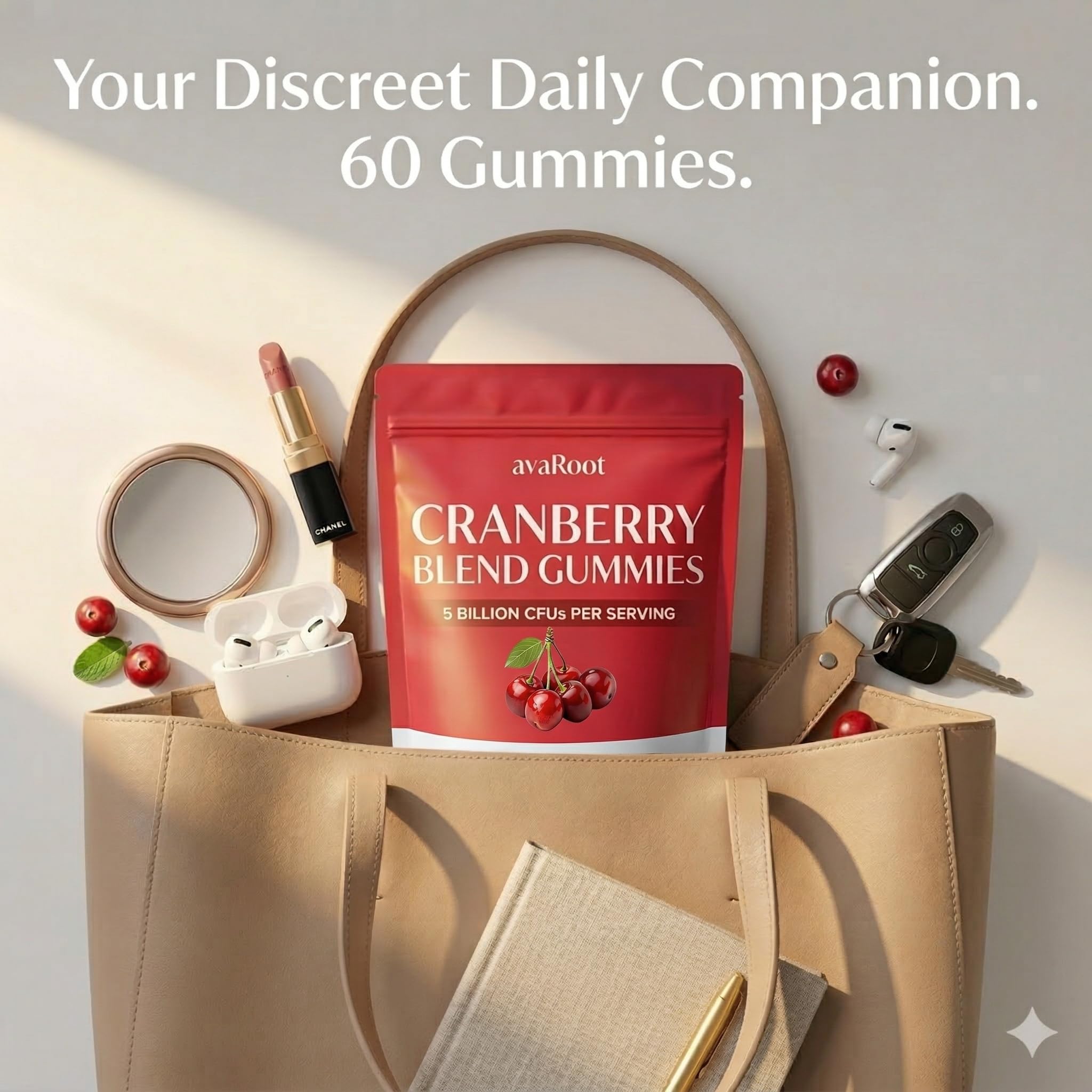 Peehss Cranberry Blend Gummies with a measuring spoon for serving size