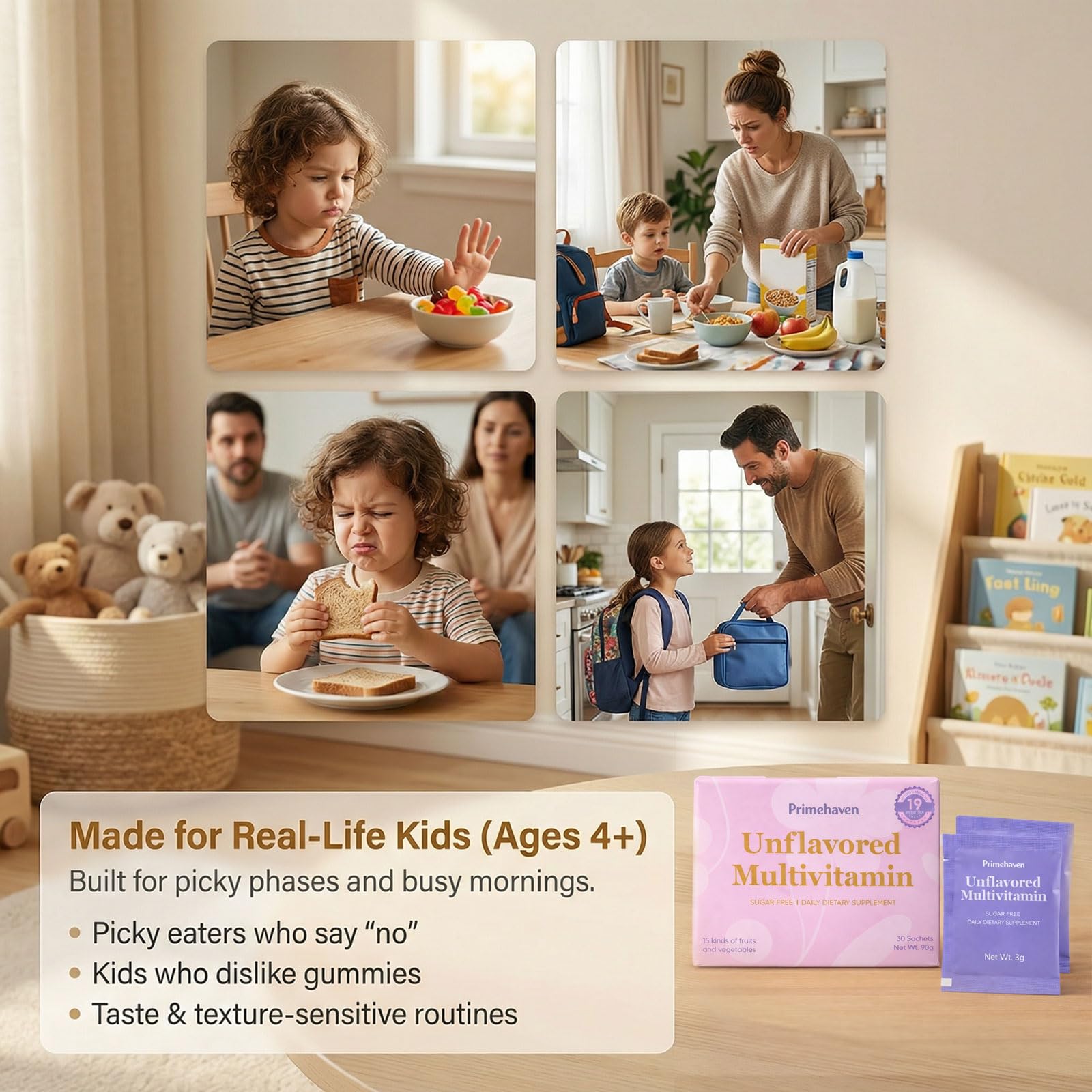 Peehss Daily Multivitamin Powder 90g ingredients list on packaging