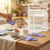 Peehss Daily Multivitamin Powder 90g stick pack open with powder