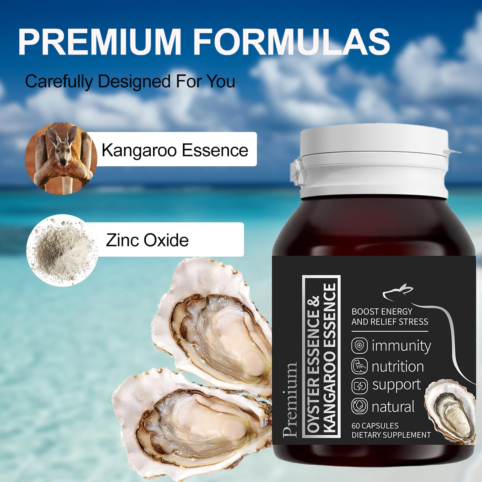 Peehss Pure Oyster Extract Zinc Supplement side view