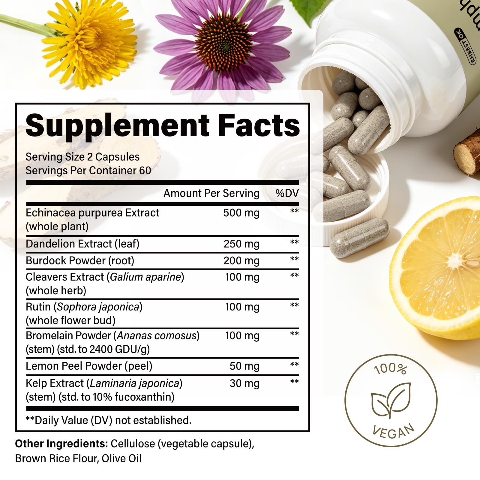 Peesnb Echinacea Herbal Supplement showing bottle cap