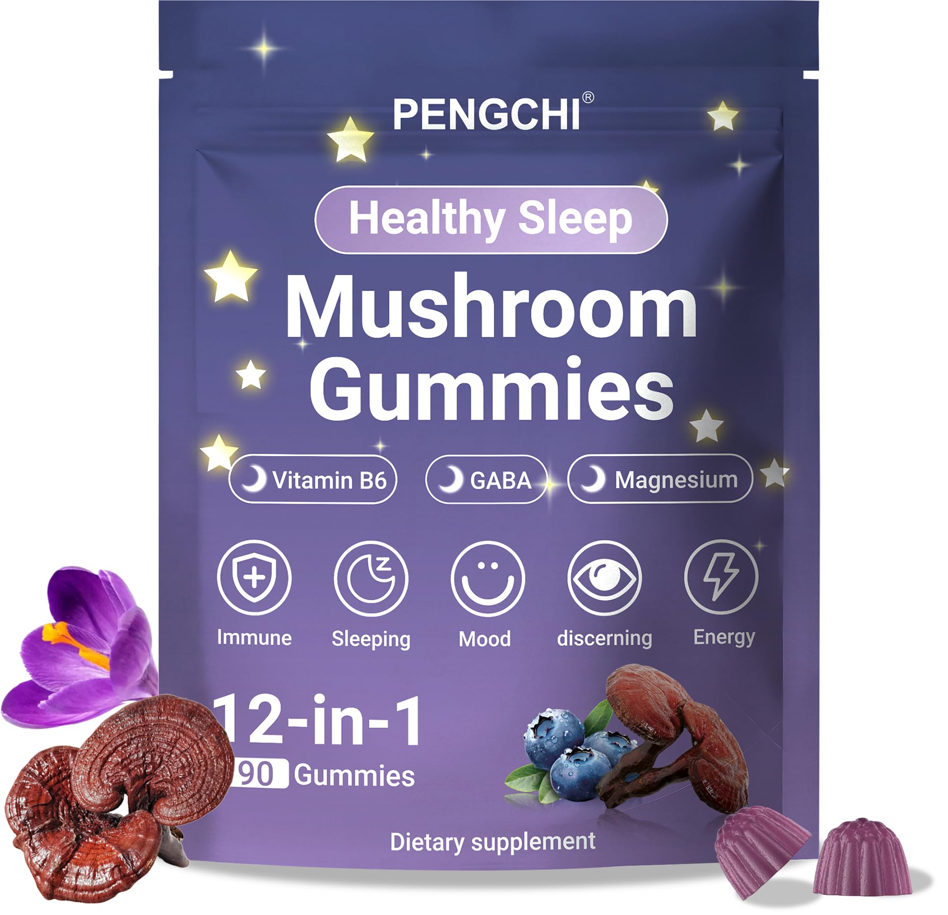 PENGCHI Mushroom Sleep Gummies 90ct front view