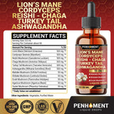 Penhoment 10in1 Liquid Mushroom Blend bottle side view