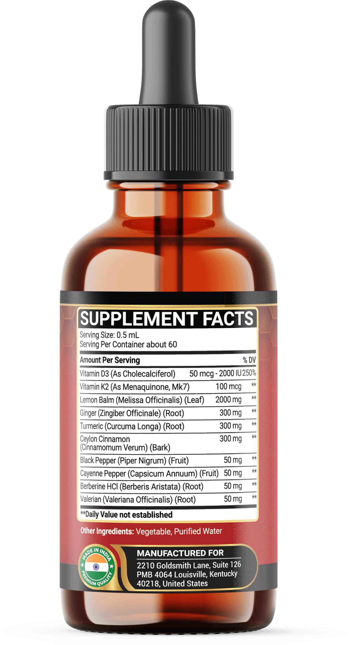 Penhoment Lemon Balm Tincture 10in1 Herbal Supplement with a drink