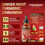 Penhoment Liquid Ginger Root Supplement 60ml bottle on a wooden table