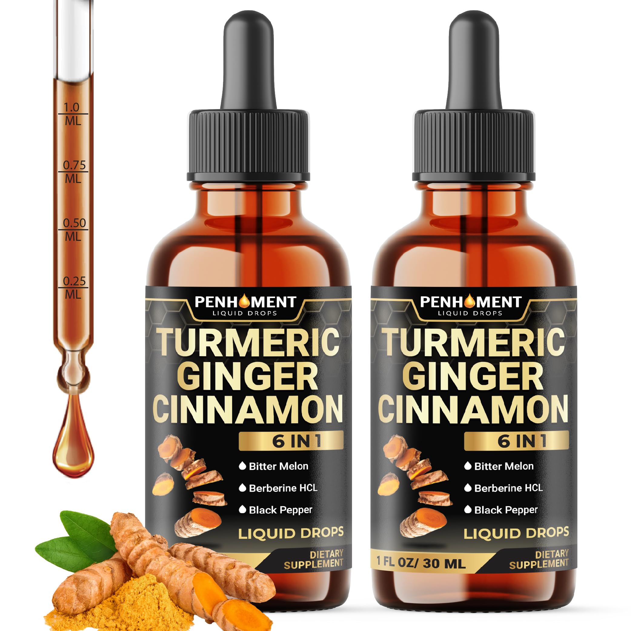 Penhoment Turmeric Liquid Supplement 30ml bottle front view