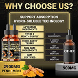 Penhoment Turmeric Liquid Supplement 30ml packaging details