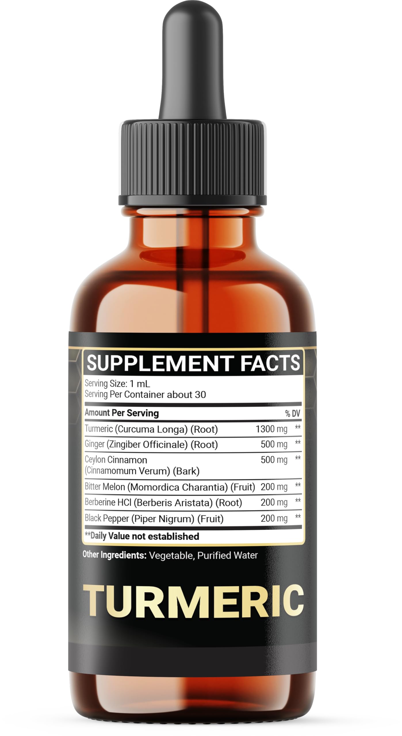 Penhoment Turmeric Liquid Supplement 30ml with serving suggestion