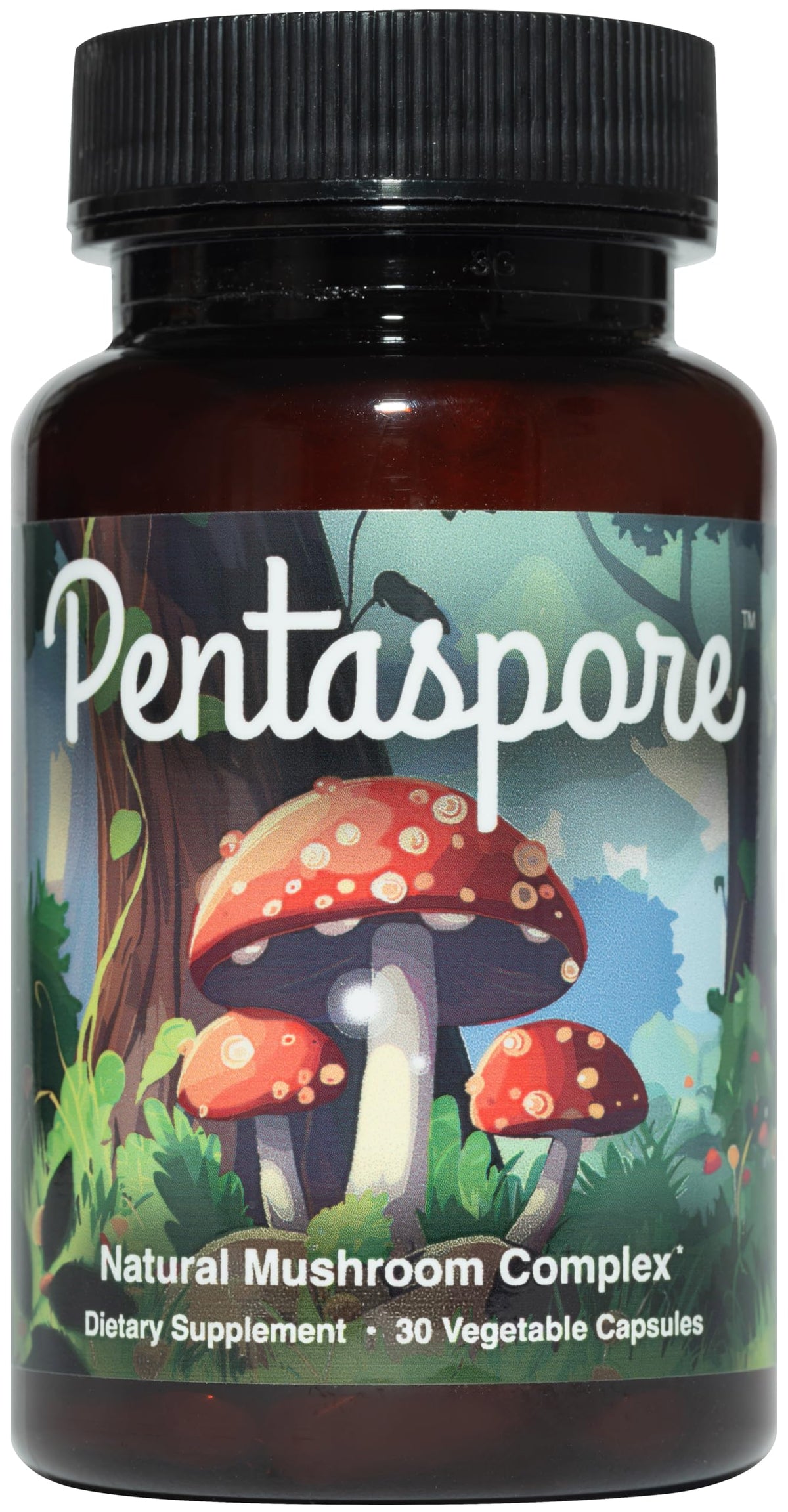 Pentaspore Mushroom Supplement 30 Vegetable Capsules front view