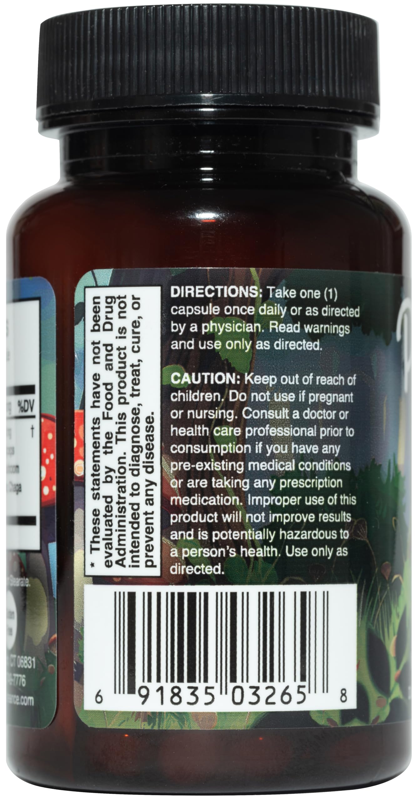 Pentaspore Mushroom Supplement bottle side view