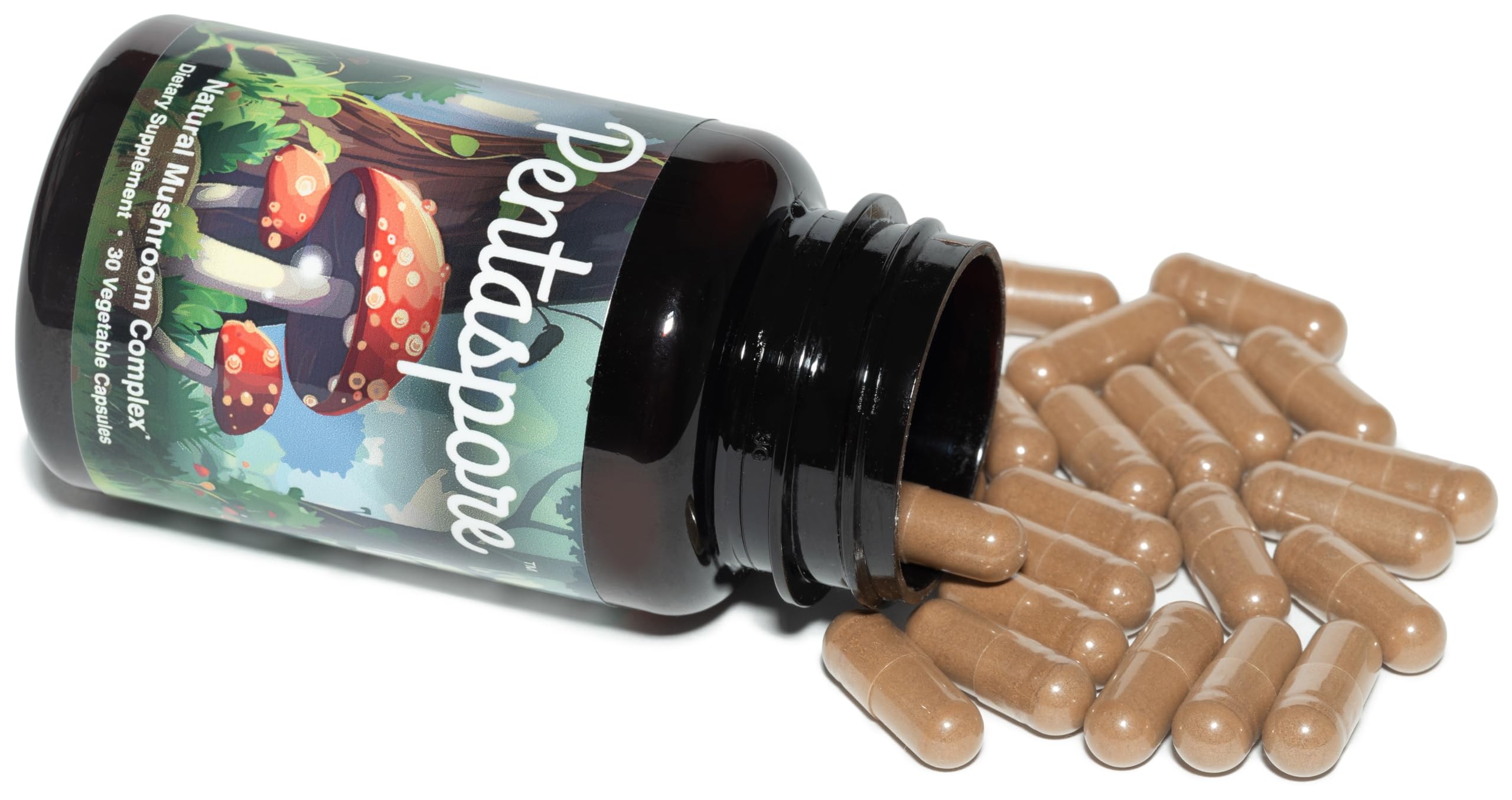 Pentaspore Mushroom Supplement ingredients list on packaging
