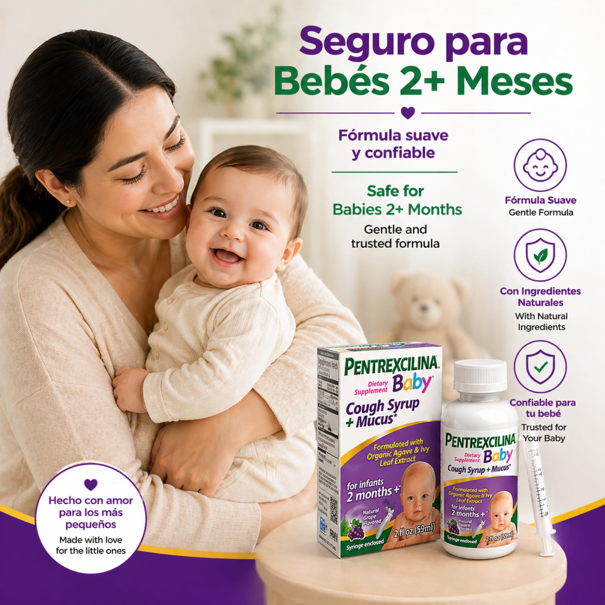 Pentrexcilina Baby Cough Syrup back view showing ingredients