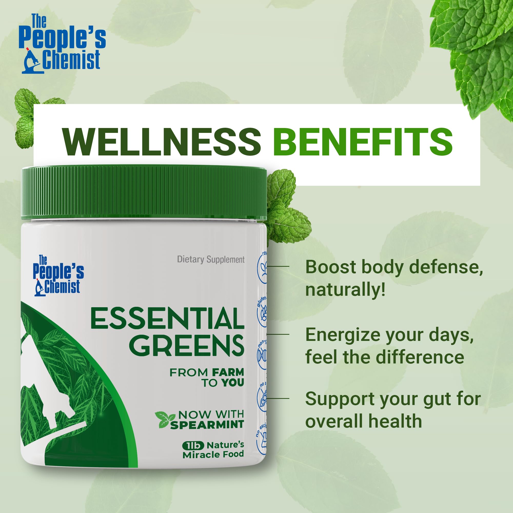 People's Chemist Spirulina Superfood Blend scoop next to the container