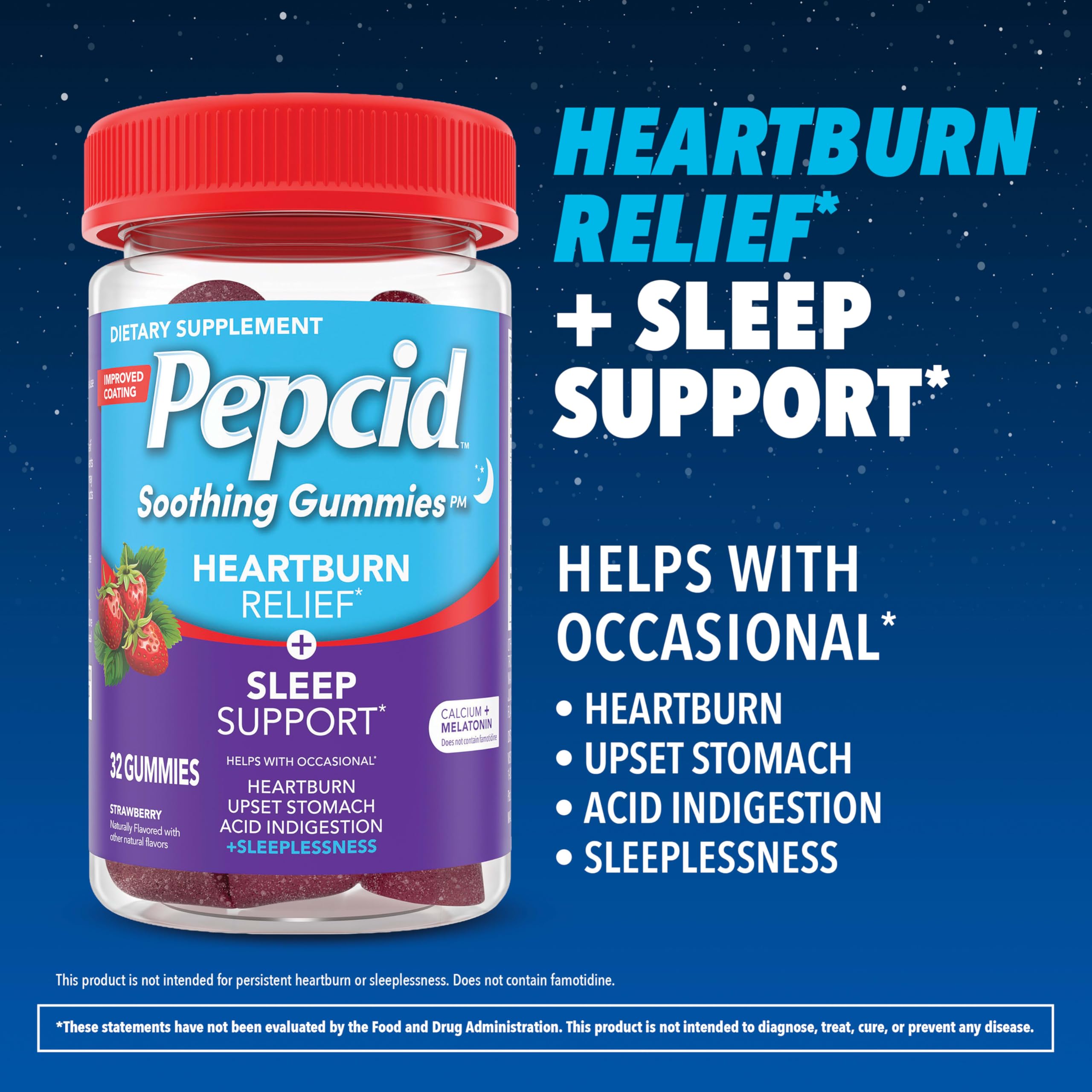 Pepcid Soothing Gummies close-up of gummies