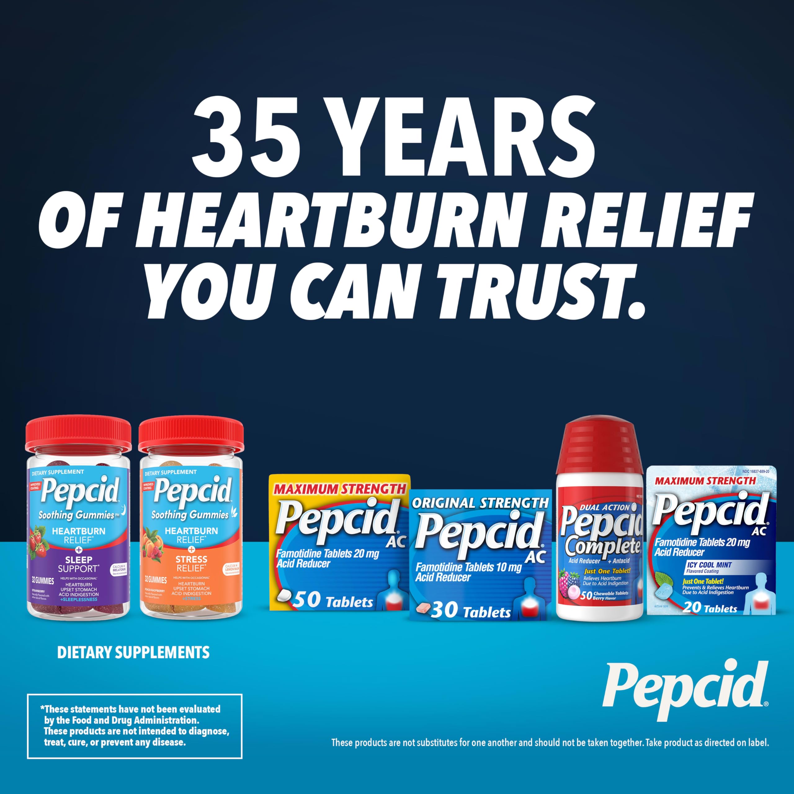 Pepcid Soothing Gummies on a wooden table