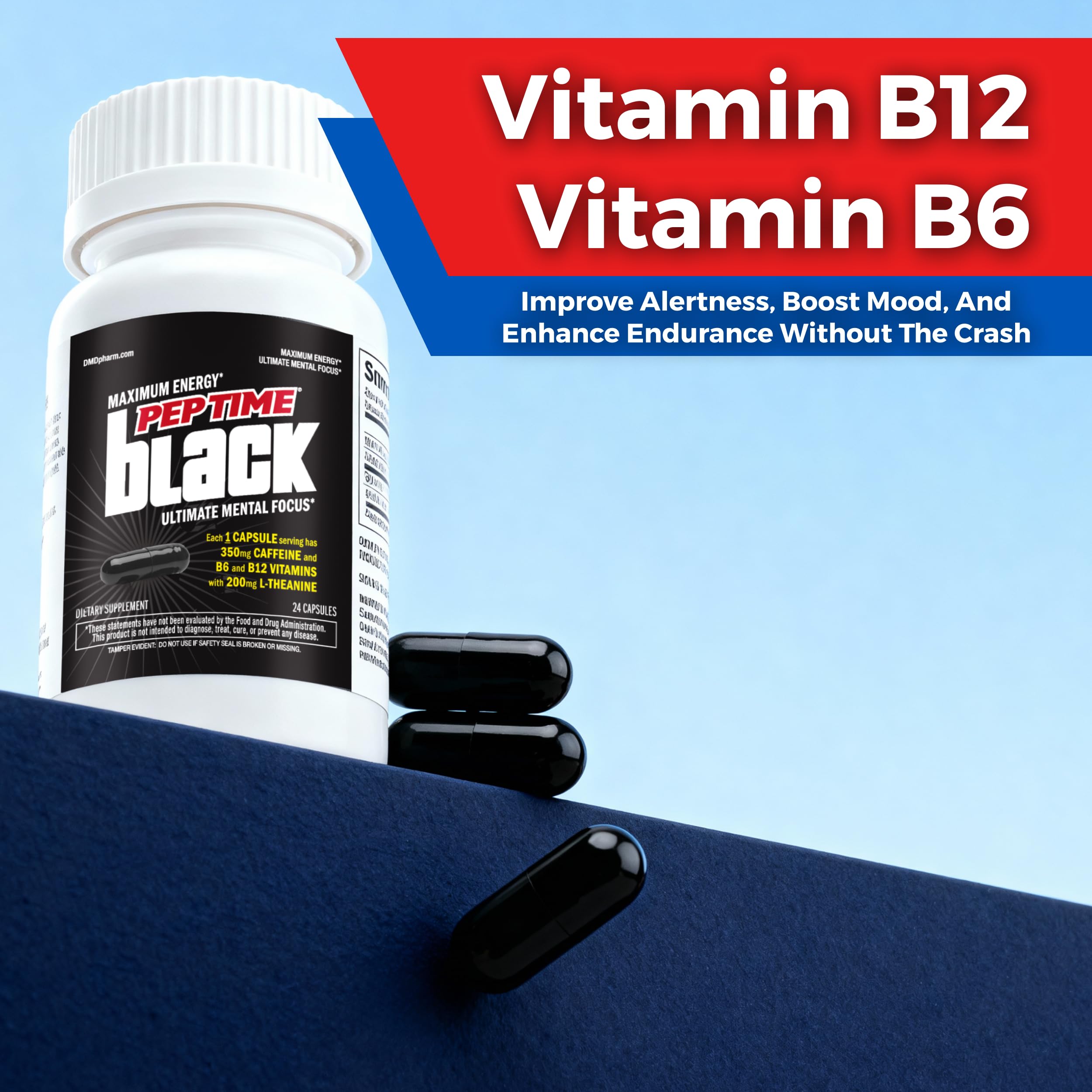 PEPTIME Energy Peptime Black Energy Supplement on a table