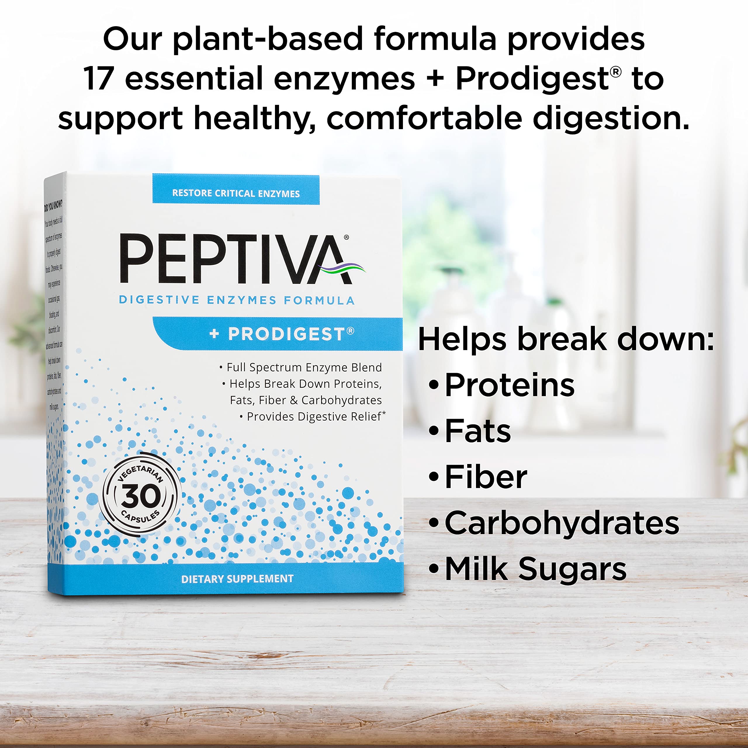 Peptiva Multi-Enzymes ingredients list on packaging