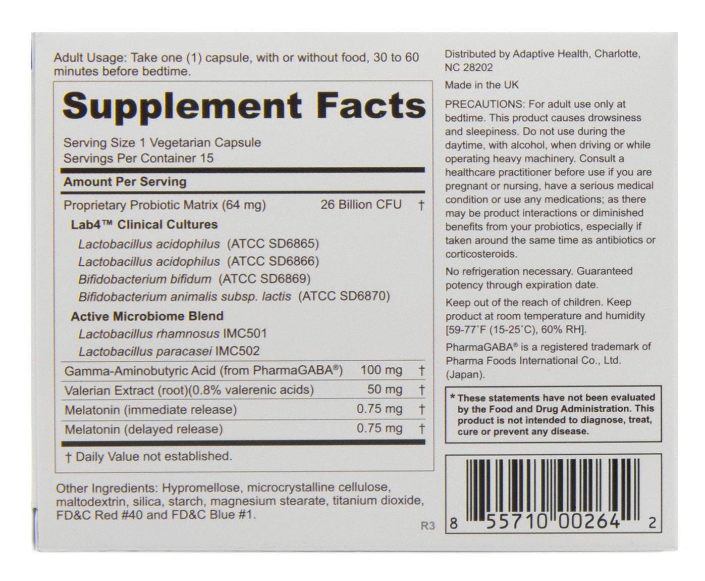 Peptiva Probiotic Supplement side view with ingredients list