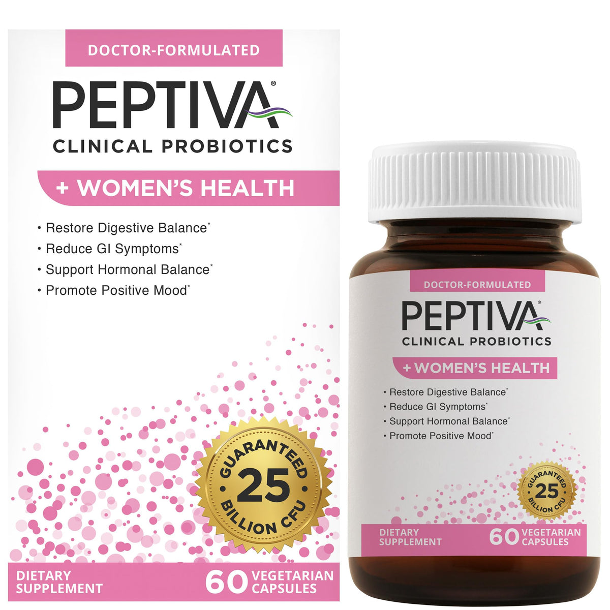 Peptiva Probiotics + Women’s Health 60 capsules front view