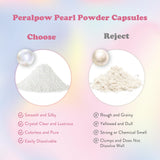 Peralpow Pearl Powder Capsules with black pearls on display