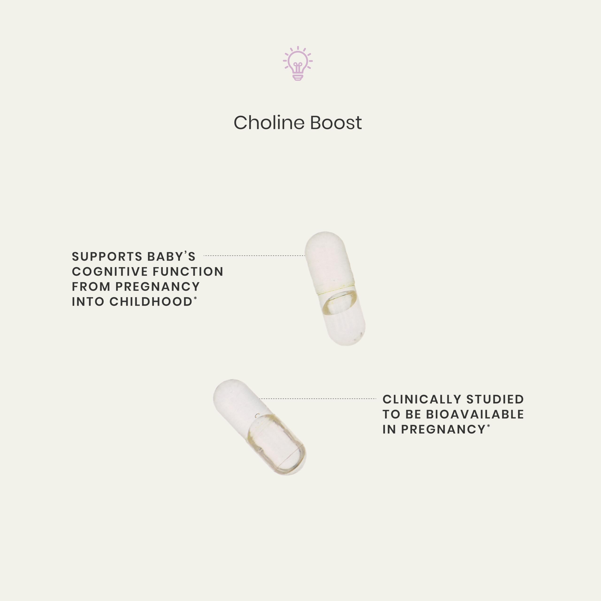 Perelel Choline Supplement capsules on a wooden surface