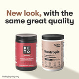 Perfect Keto Keto Nootropic 358g powder in a glass