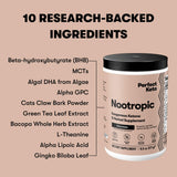 Perfect Keto Keto Nootropic 358g scoop next to powder