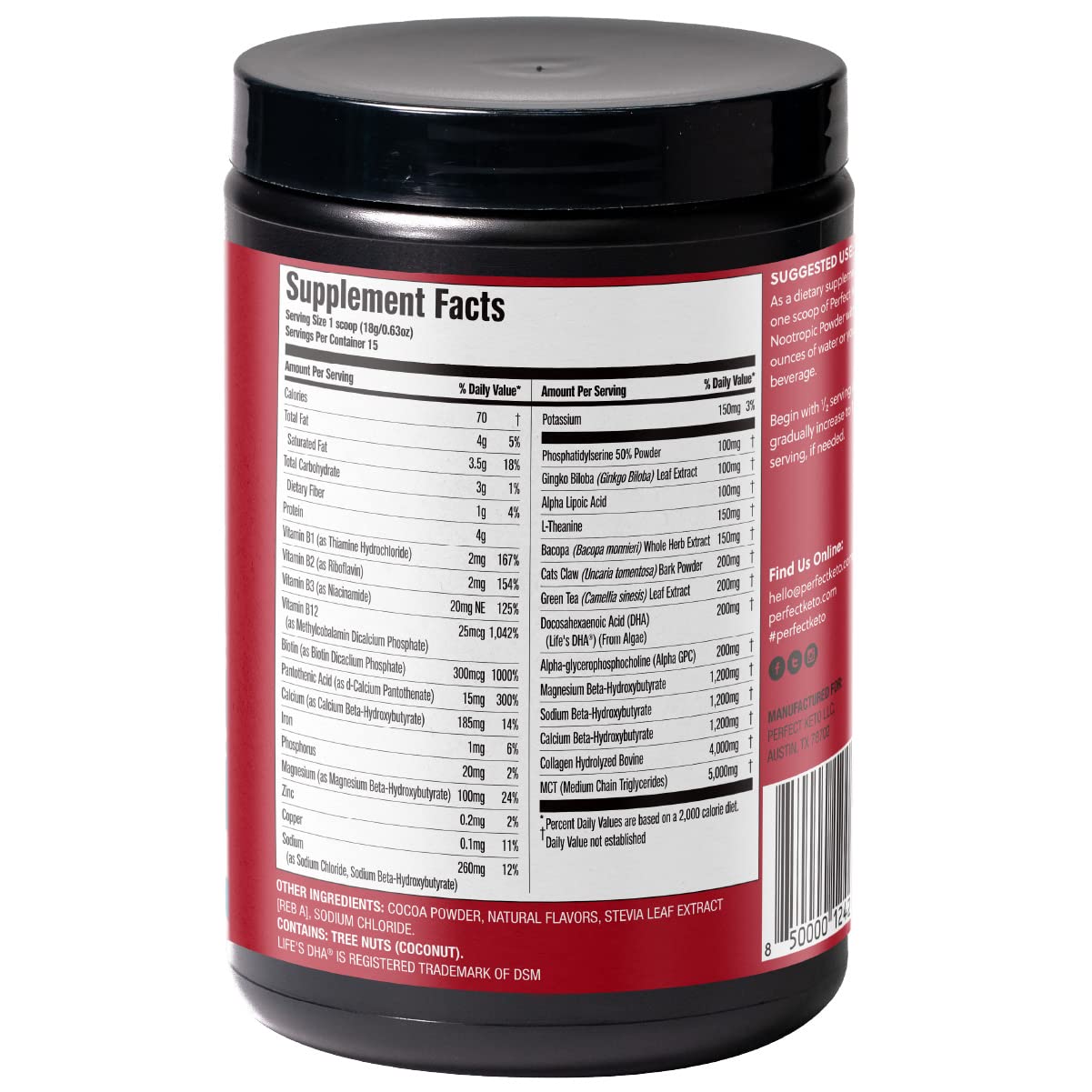 Perfect Keto Keto Nootropic 358g with coffee