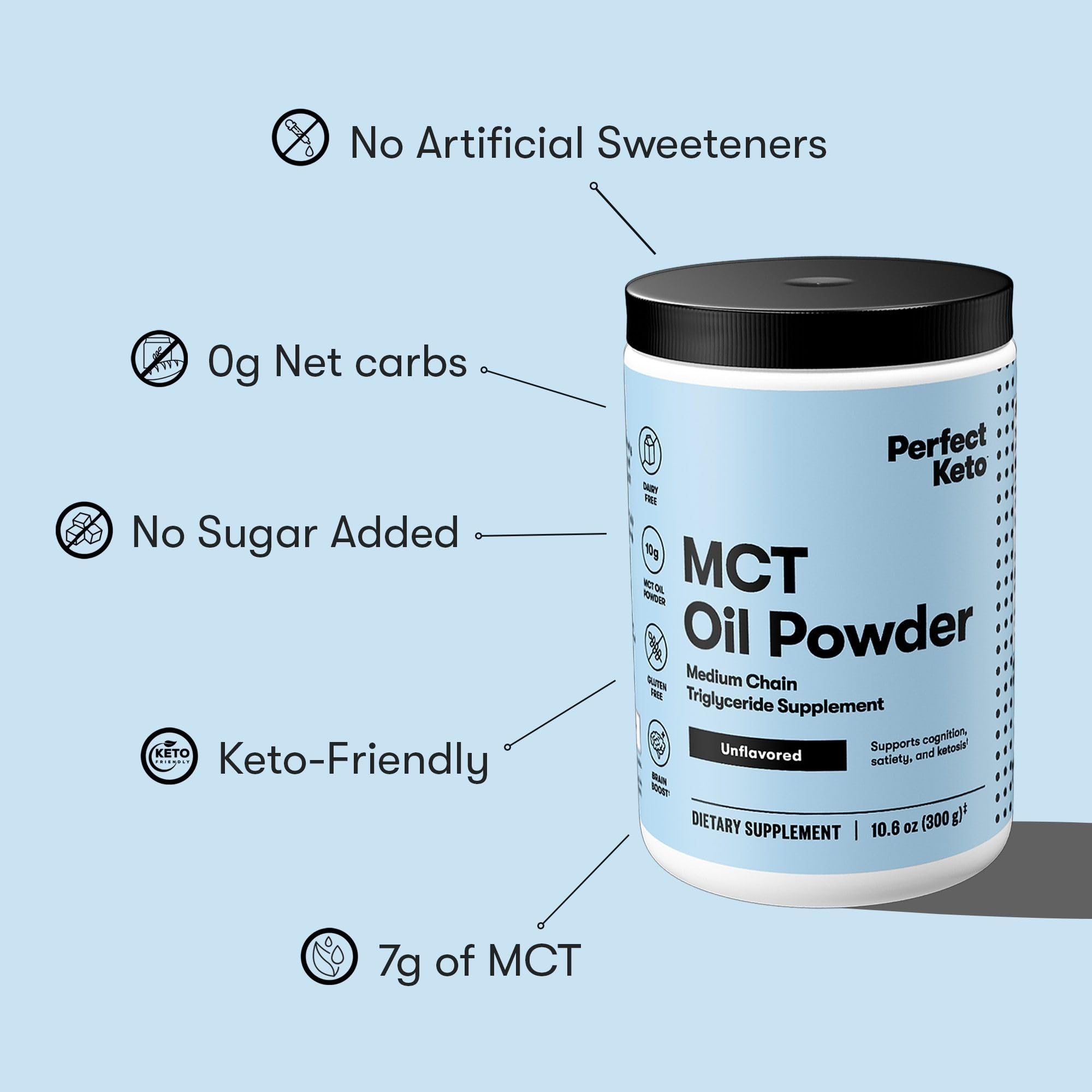 Perfect Keto MCT Oil Powder 318g mixed in coffee