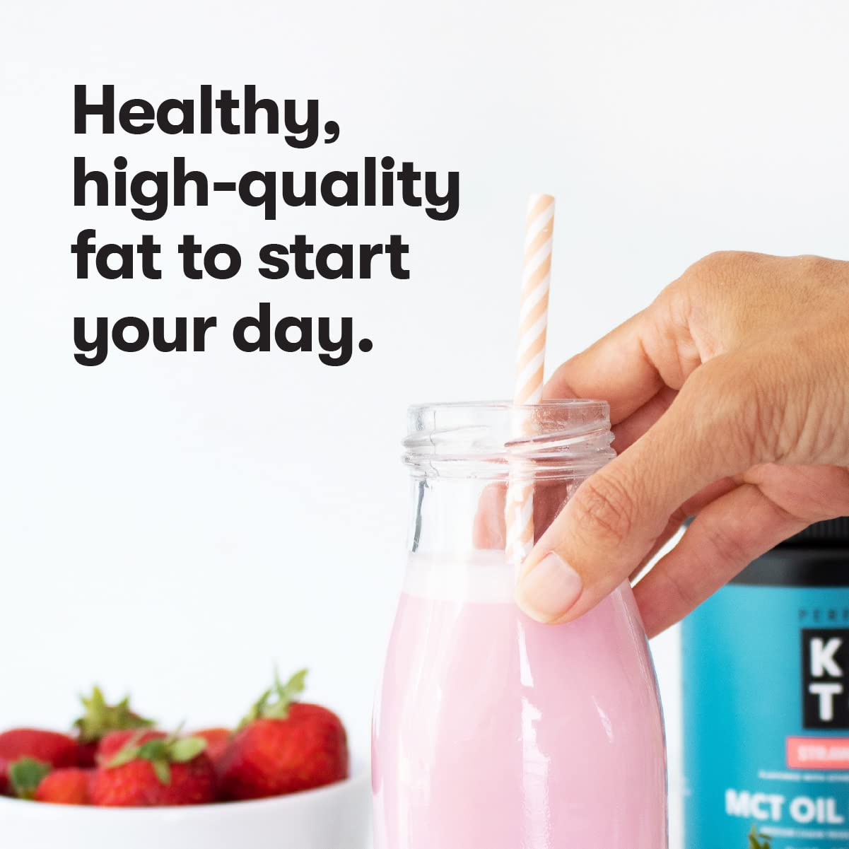 Perfect Keto MCT Oil Powder 386g on a kitchen counter