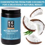 Perfect Keto MCT Oil Powder 386g with a measuring scoop