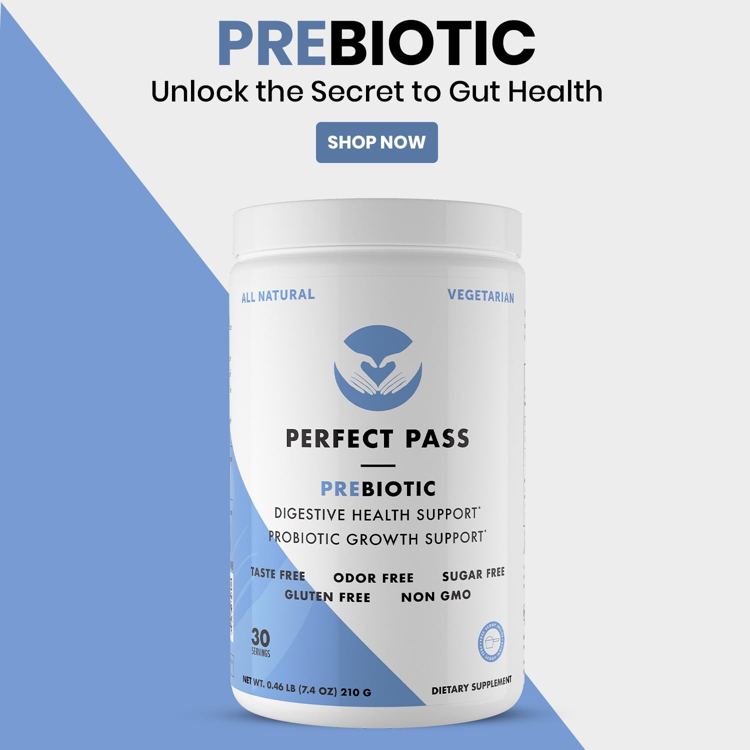 PERFECT PASS Prebiotic Powder 210g with a measuring scoop