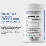 PERFECT PASS Prebiotic Powder on a kitchen counter with coffee