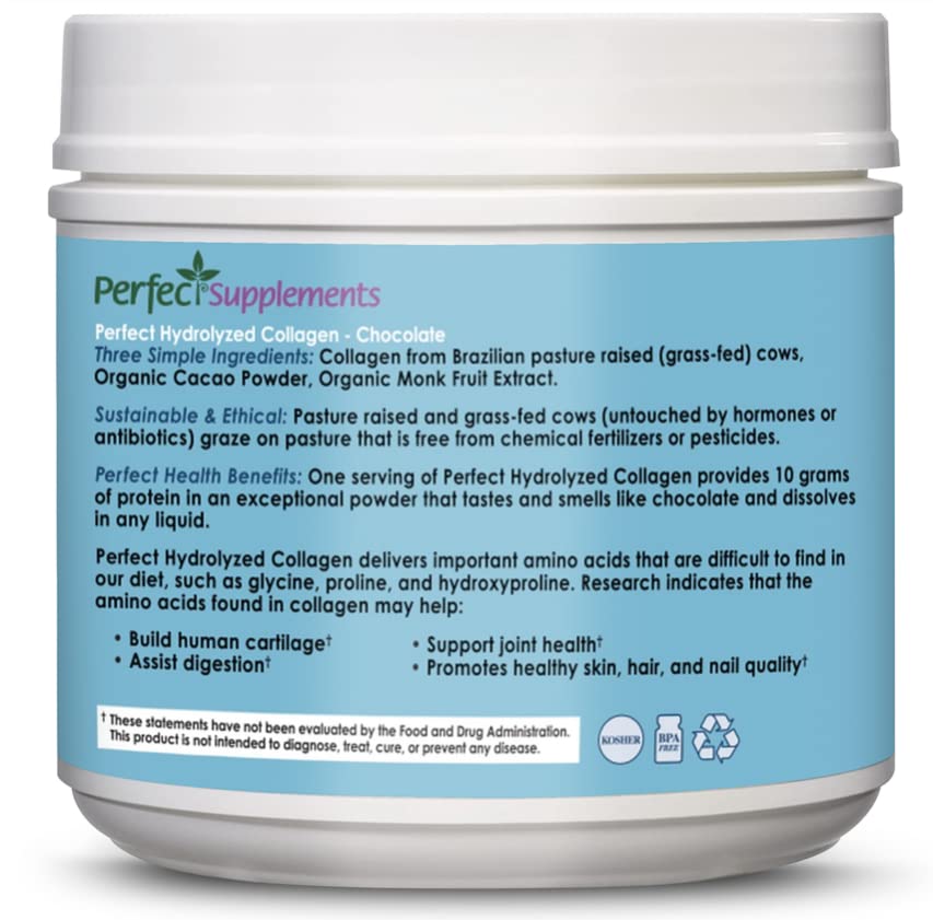Perfect Supplements Hydrolyzed Collagen Powder 499g with scoop