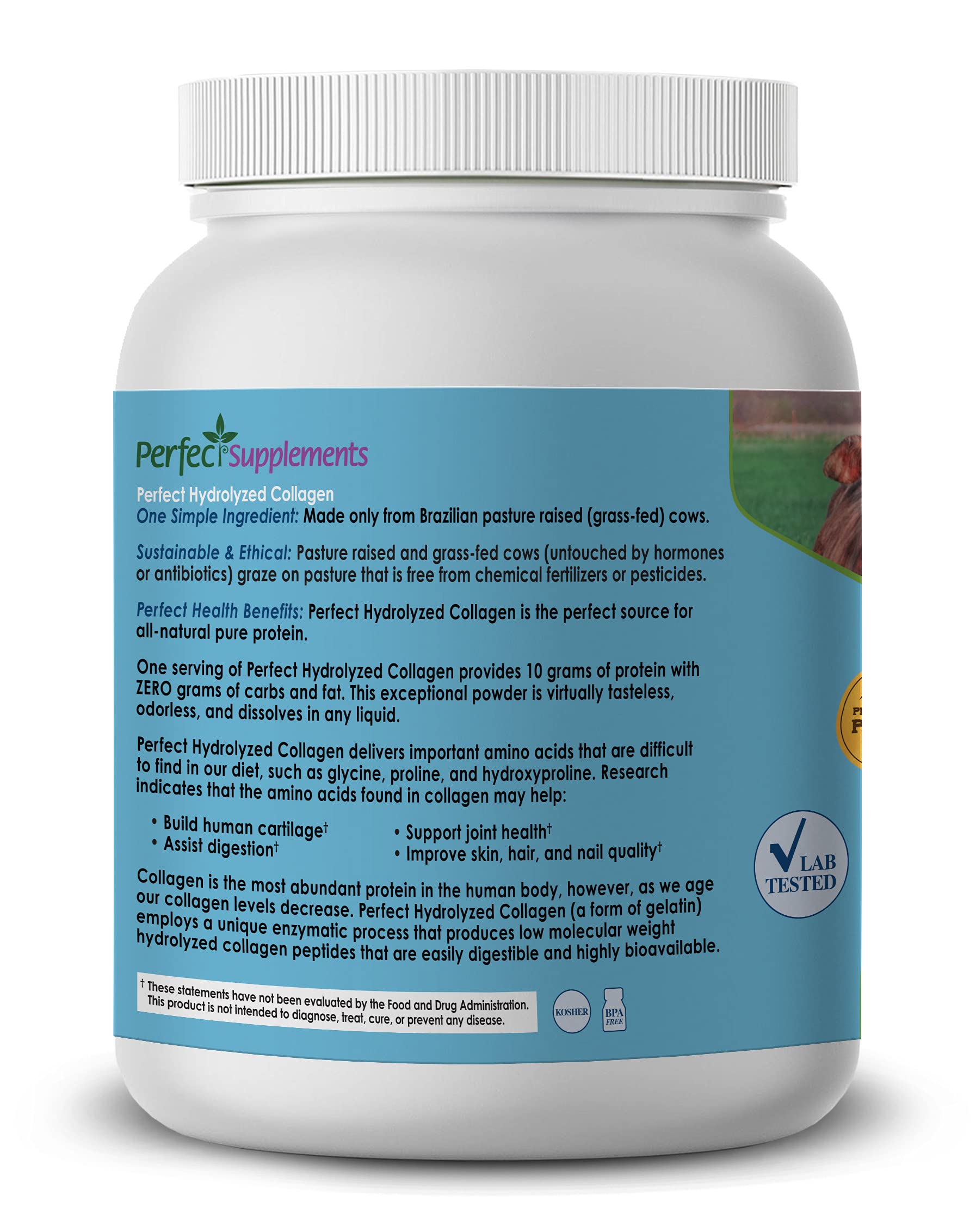 Perfect Supplements Hydrolyzed Collagen Powder 660g scoop and powder