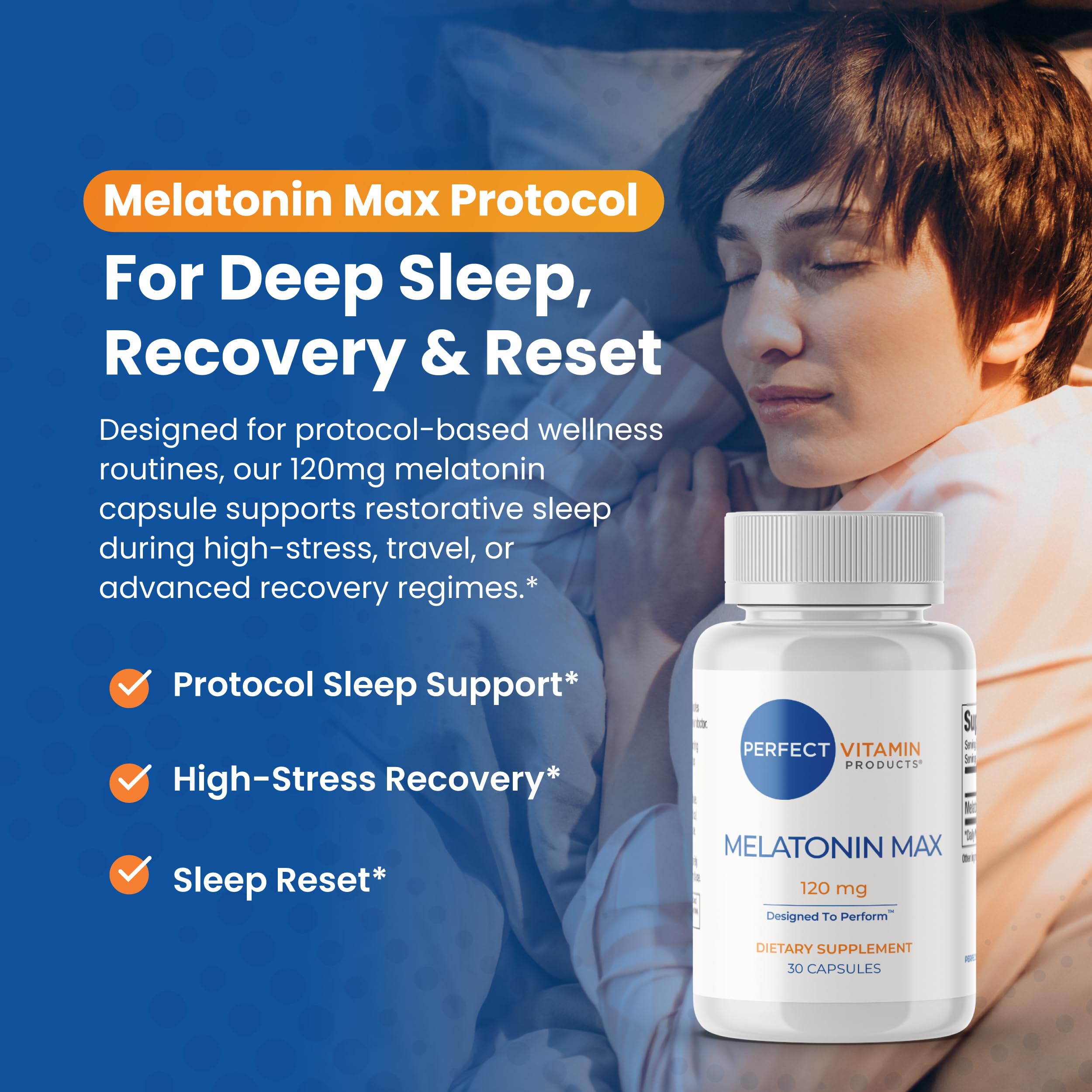 Perfect Vitamin Products Melatonin 120mg capsules side view