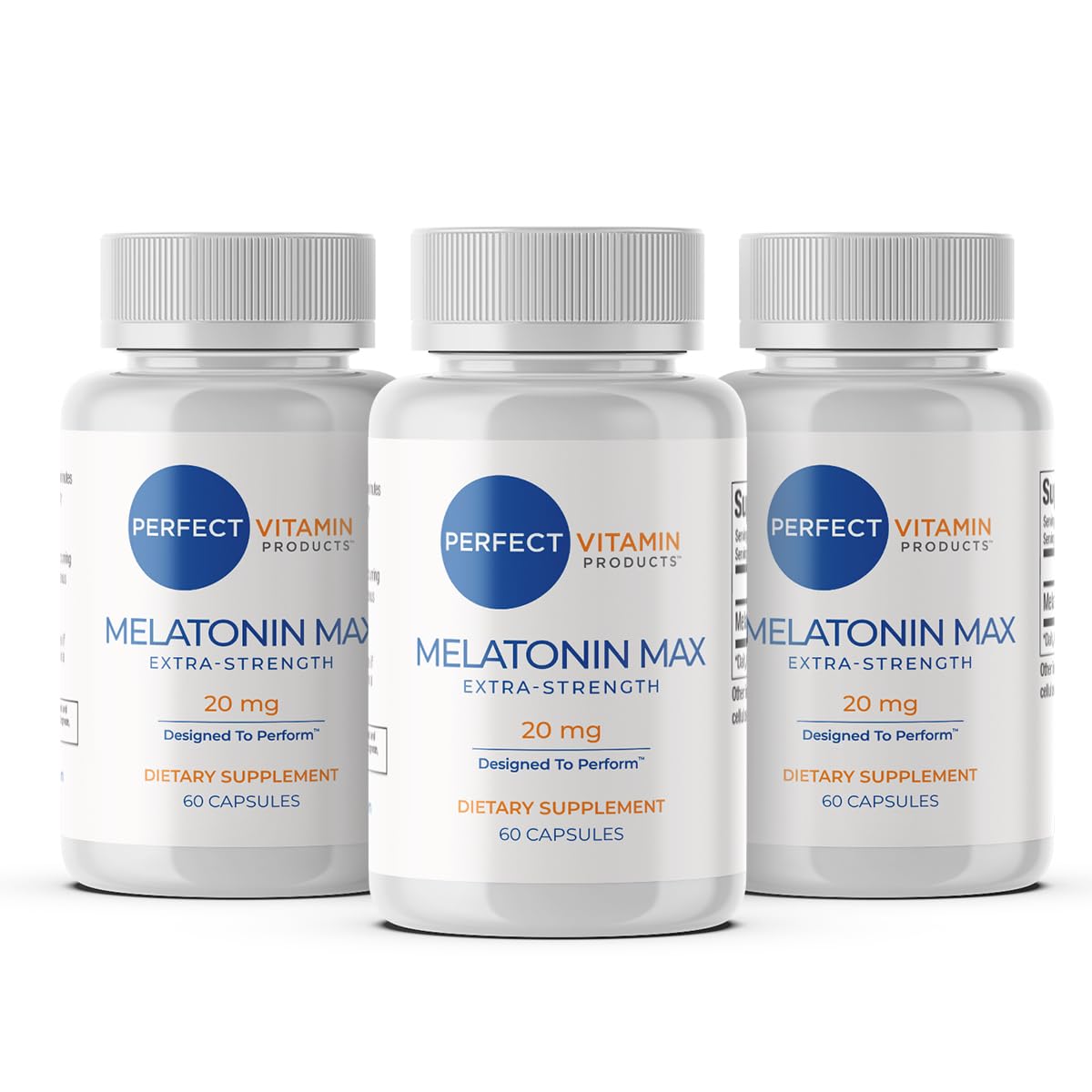 Perfect Vitamin Products Melatonin 20mg MAX Sleep Aid 60 Count front view
