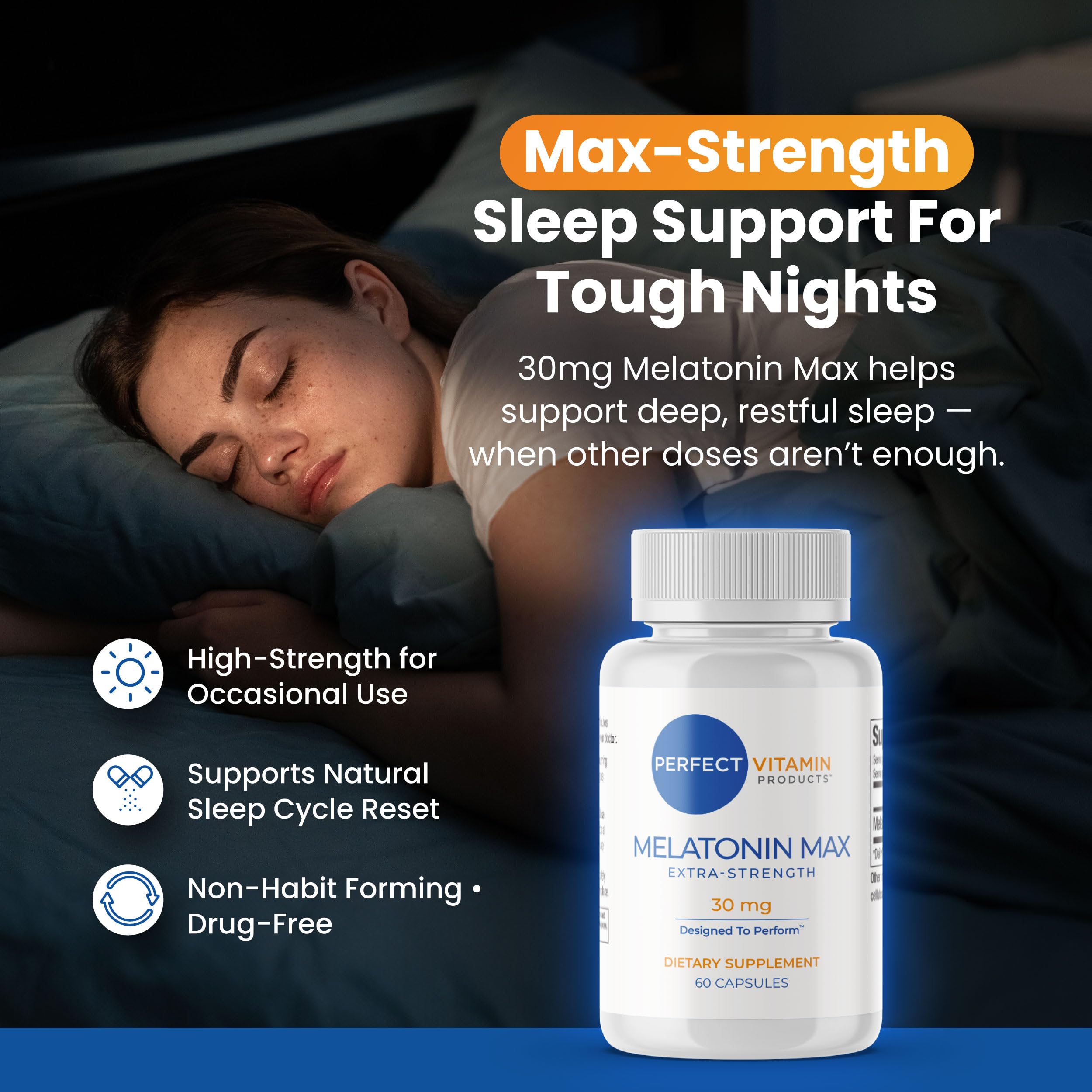 Perfect Vitamin Products Melatonin 30mg capsule back view