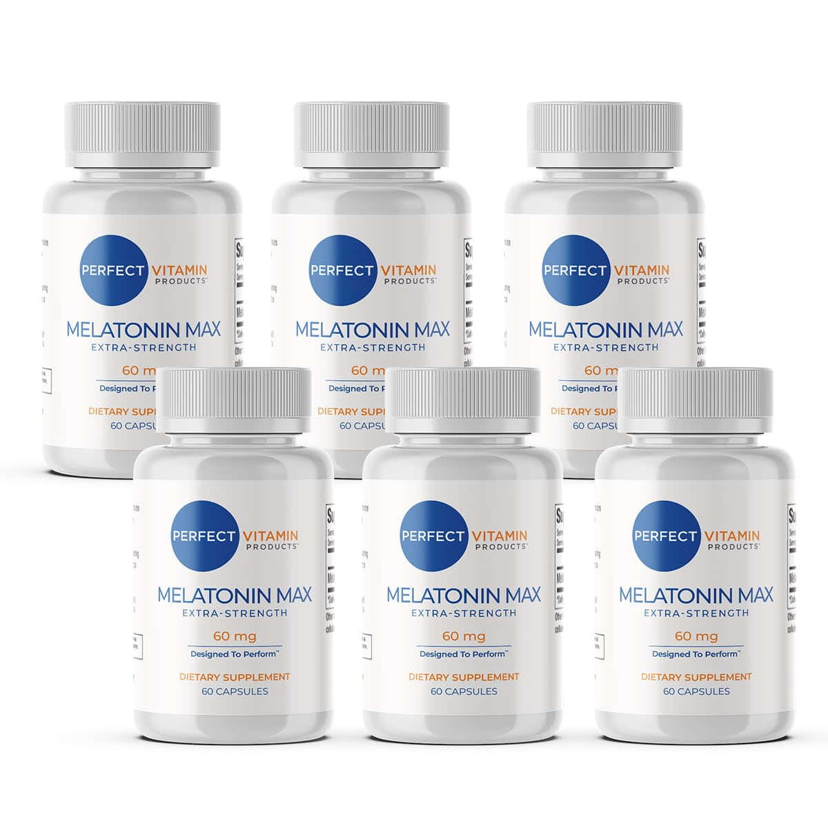 Perfect Vitamin Products Melatonin 60mg MAX Sleep Aid front view of packaging