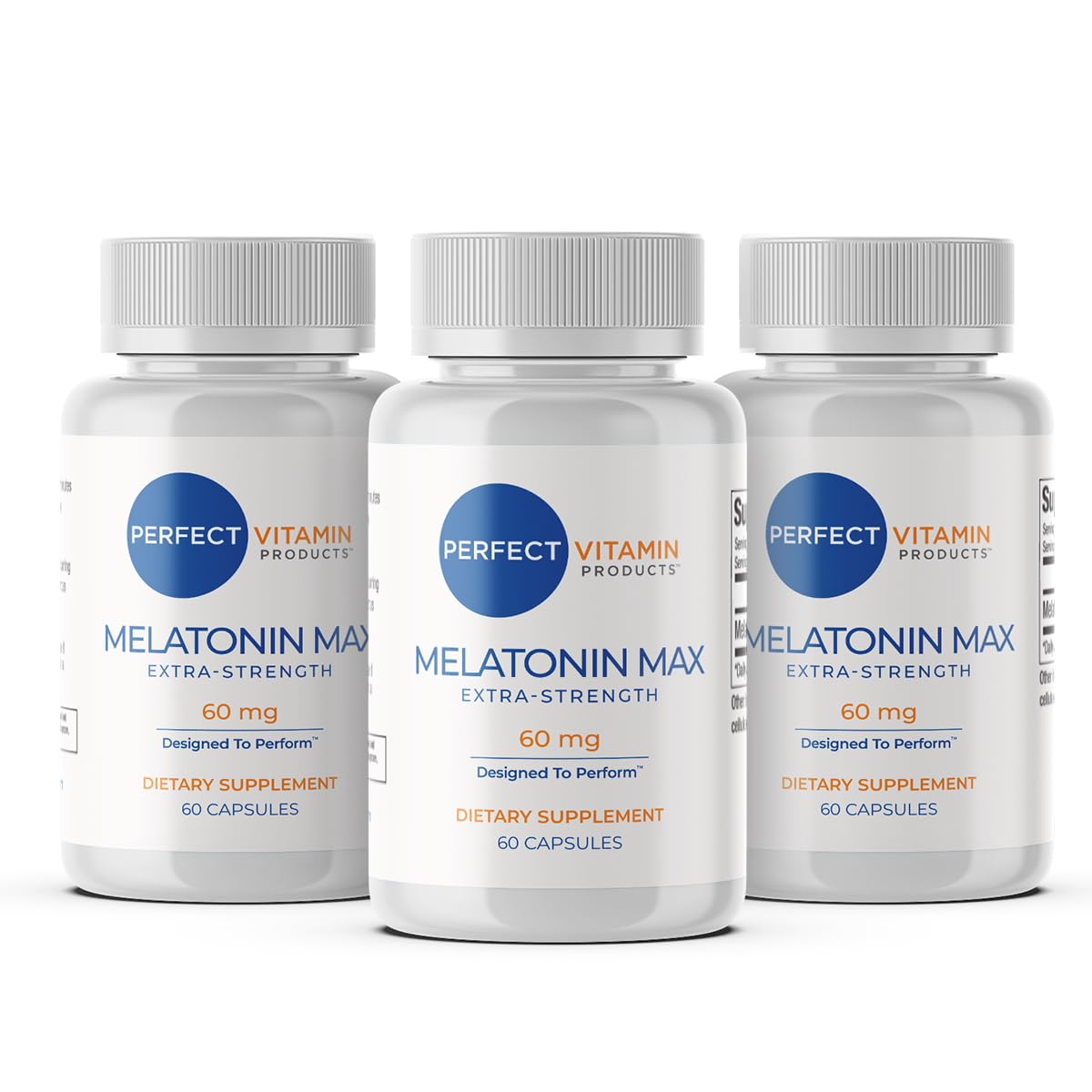 Perfect Vitamin Products Melatonin 60mg MAX Sleep Aid front view of packaging