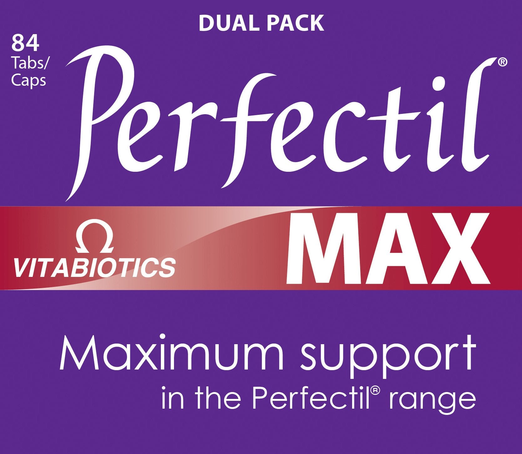 Perfectil Max tablets and capsules displayed on a surface