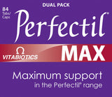 Perfectil Max tablets and capsules displayed on a surface