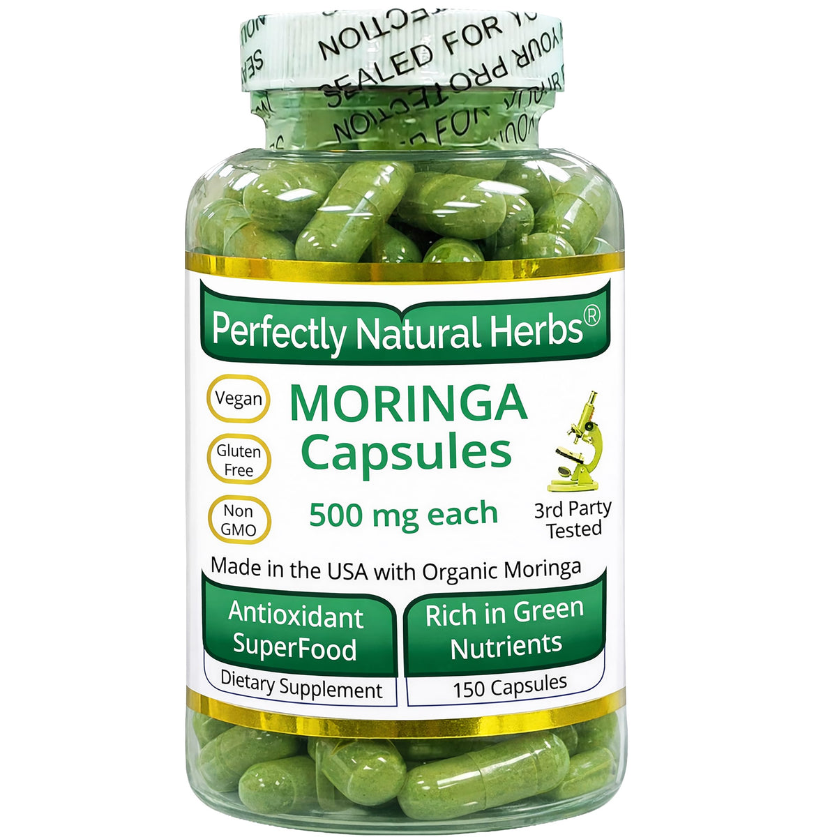 Perfectly Natural Herbs Organic Moringa Powder front view packaging