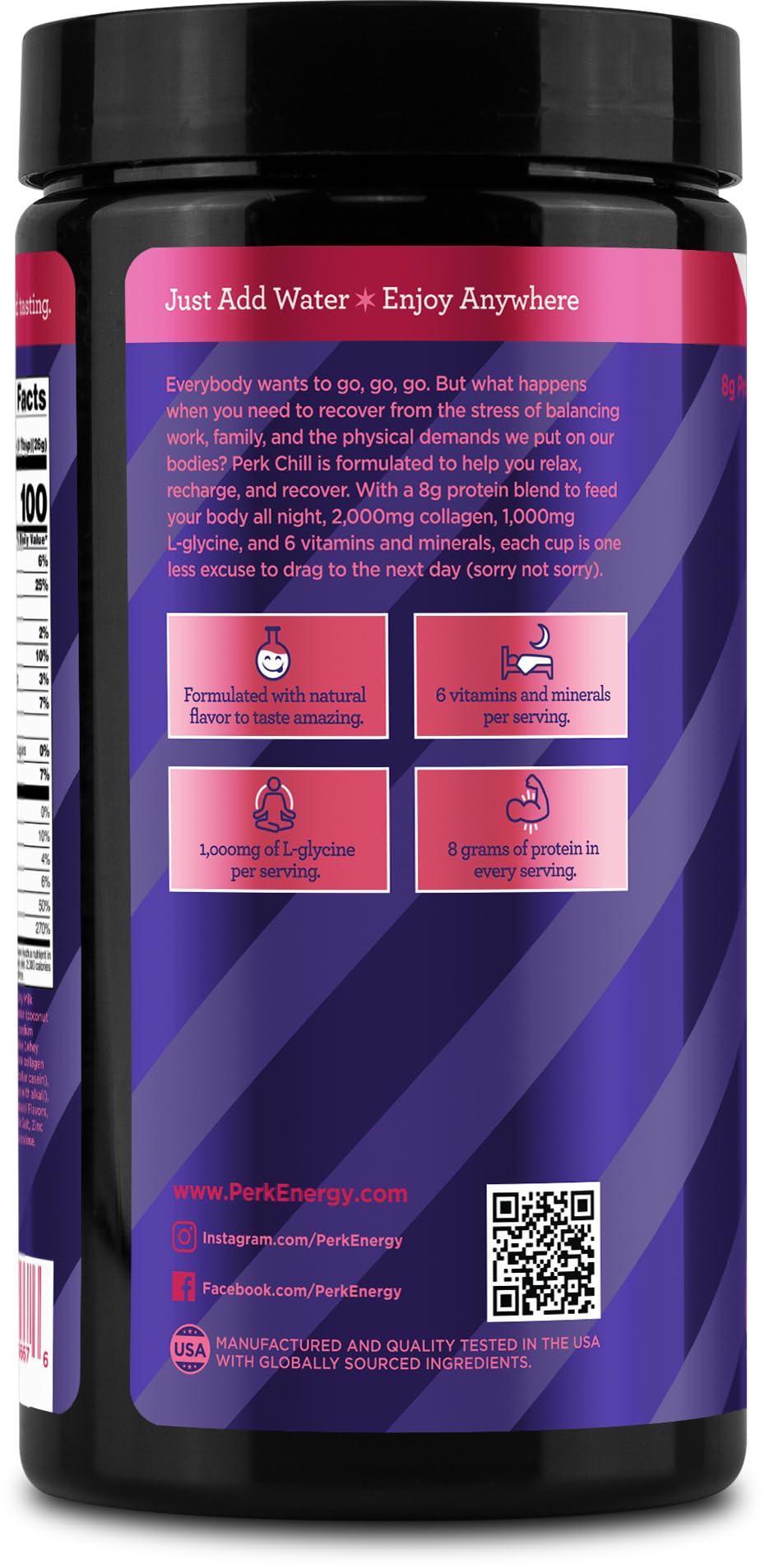 Perk Chill Drink Mix Chocolate Raspberry ingredients list