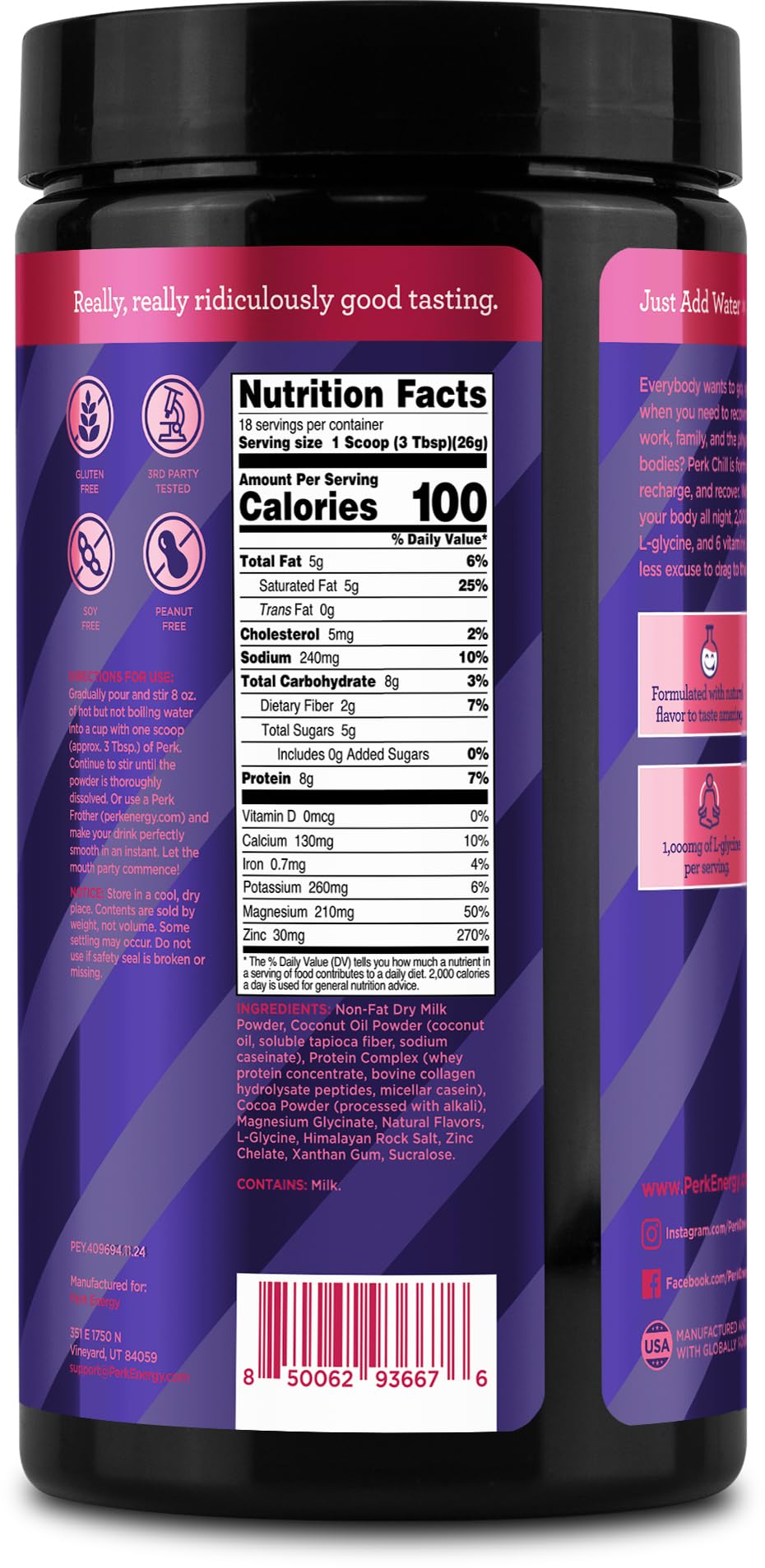 Perk Chill Drink Mix Chocolate Raspberry packaging