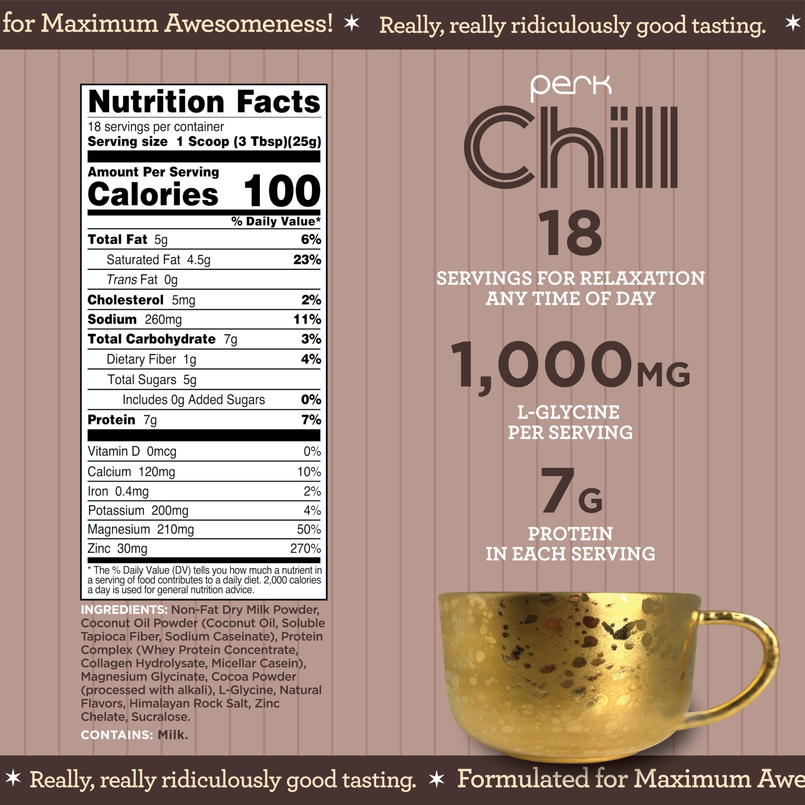 Perk Chill Drink Mix Chocolate Salted Caramel Pretzel packaging