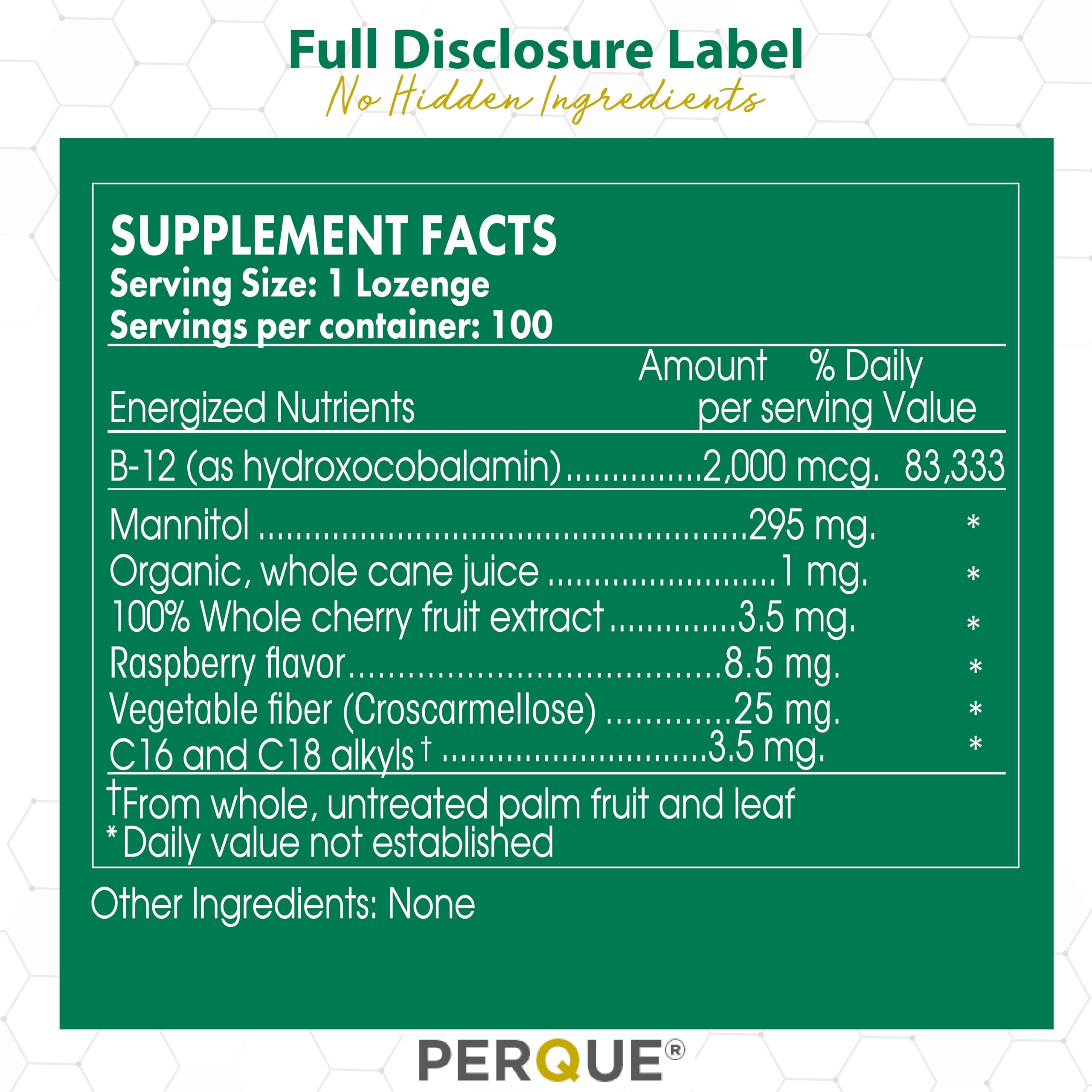 PERQUE Activated B-12 Guard ingredients list